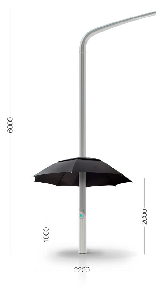 lampbrella伞路灯 躲个雨 拥有一个可自动打开的伞篷